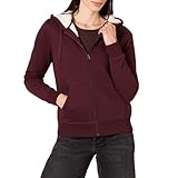 Amazon Essentials Damen Sherpa-gefütterte Fleece-Kapuzenjacke mit durchgehendem Reißverschluss (erhältlich in Übergröße), Burgunderrot, L