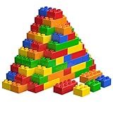 WYSWYG Große Bausteine-Set, 50 Teile Steine in 5 Farben, Kompatibel - Ideal für Kinder ab 2 3 4 Jahre