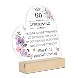 Putuo Decor Acrylschild mit Holzsockel – 60. Geburtstag Dekoration – Elegantes Geschenk für Mama, Papa oder Freunde