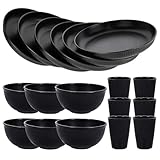 Sagiterra Camping Teller, Picknick Geschirr Sets 6 personen, 18Pcs Camping Zubehör aus Kunststoff für Party, Zuhause, Picknick, leichtes, mikrowellen- und spülmaschinenfestes