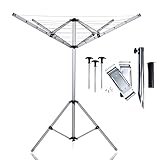 your GEAR Siena - Alu Wäschespinne für Caravan Camping Balkon Garten - Mobiler Wäscheständer mit 15m UV-beständiger Leine - Wetterfest und Platzsparend - mit Stützrad-Halterung, Standfuß, Bodenhülse