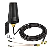 Bingfu 4G LTE Antenne Outdoor 5 dBi Wasserdicht Wandhalterung Antenne mit Dual TS-9 Stecker Splitterkabel kompatibel mit GSM 3G 4G LTE-Router-Gateway Mobilfunkkamera