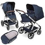 ABC Design Kombikinderwagen Timbo 4-2in1 Kinderwagen mit leichter, tragbarer Babywanne und Sportwagen Aufsatz - Ocean Blau