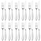 Joyfair Gabel und Messer Set, 24 Stück Edelstahl Steakbesteck für 12 Personen, Hochglanzpoliert Besteck Set für Haus/Restaurant, 12 Tafelmesser (23cm) + 12 Tafelgabeln (20cm) - Spülmaschinenfest