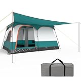 HOMASIS Tunnelzelt für 4-6 Personen, Zelt mit Vorzelt & Boden, Campingzelt mit 2 Räumen, 2 Eingängen, 2 Fenstern & Oberlicht, Familienzelt mit Tragetasche für Camping Hiking Trekking (3,2x2,1x1,8m)