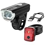 PUKY LUMI LED-Frontscheinwerfer & Rücklicht-Set | Seitliche Sichtbarkeit | Werkzeuglose Montage | Für 20' Fahrräder & LS-PRO | StVZO-Zugelassen | Micro-USB Aufladbar | Flexibles Design | Farbe Schwarz