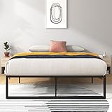 Zinus Lorelai Bett 140x200 cm - Höhe 36 cm mit Stauraum unter dem Bett - Metall Plattform Bettgestell - Schwarz