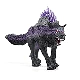 schleich ELDRADOR CREATURES 42554 Schattenwolf - Realistische Mythische Monster Actionfigur mit Lila Fell und Durchsichtigen Rückenkristallen, Eldrador Figuren ab 7 Jahren