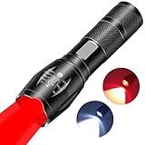 HYVCZP Wiederaufladbare 2 in 1 rote Taschenlampe, tragbare wasserdichte Rotlicht-Taschenlampe, LED-Taschenlampe mit Weiß- und Rotlichtkombination, rotes Licht für Nachtbeobachtung, Astronomie,