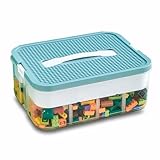 Kongming Aufbewahrungsbox mit Deckel für Lego Sortierbox Transparent Bausteine Boxen Kunststoff Stapelboxen mit Fächern für aufbewahrung Legosteine, Kleinteile, Handwerk (Grün, 30,5x12,5x23cm)