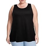 Moon Wood Tanktop Damen Lang Sommer Tops U-Ausschnitt Sport Longtops Ärmellos Oberteile Tank Top Große Größen Schwarz XL