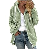 Generisch Plüschjacke Damen Winterjacke Dünn Große Größe Fleecejacke Warme Übergangsjacke Wintermantel Sportlich Kapuze Flauschig Hoodie Kuscheljacke Leicht Outdoor Teddyjacke Kapuzenjacke Lang