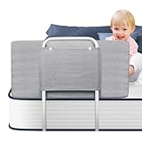 Soontrans Rausfallschutz Bett, Sorgt für Süße Träume für Ihren Kleinen, Rausfallschutz Boxspringbett Gepolstert Umramung & 5-Stufen Höhenverstellbar, für Kinderbett Elternbett Reise (Grau, 60 cm)