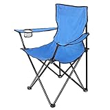 Edaygo Campingstuhl Faltbar Camping Stuhl, Klappstuhl Gartenstuhl, Belastbar bis 100 kg, Sitzhöhe 40 cm, mit Getränkehalter & Tasche, Leicht, 80 x 50 x 47 cm, Blau