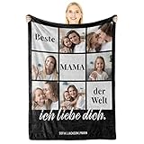 Giftove Mama Decke Personalisiert mit Foto - Mama Geschenk Weihnachten - Personalisierte Geschenke für Mutter zu Geburtstag, Muttertag - Beste Mama Geschenk