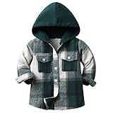Amur Leopard Kinder Übergangsjacke Jungen Kindermantel Mädchen Jacke Kariertem Hemd mit Kapuze für Frühling und Herbst, Grün, 116 (Etikettgröße: 120)