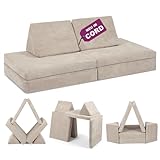 Linodino® Spielsofa Cord | Kindersofa aus Schaumstoff Bausteine - Spielsofa für Kinder & Kuschelecke im Kinderzimmer | Kindercouch | Oeko-TEX 100 Zertifiziert | Elfenzauber Beige