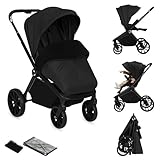 Lionelo MIKA PLUS Kinderwagen 6-48 Monate bis 22 kg, Verstellbare Rückenlehne und Fußstütze, Federung, 360° drehbare PU-Räder, Wasserdichtes XXL-Verdeck, UPF50+