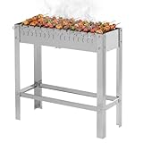 METRO Professional Holzkohlegrill Karasu, Edelstahl, 31 x 81 x 80 cm, rechteckig, mit 12 Edelstahlspießen, silber