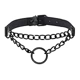 MILAKOO PU Lederhalsband O Ring Halskette mit schwarzer Kette Halsband Halsband