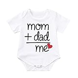 YEBIRAL Unisex Baby Strampler mit Spruch Mom + Dad Baby Body Kurzarm für Jungen und Mädchen