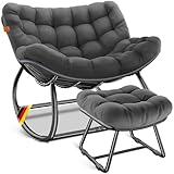 KESSER® Schaukelstuhl mit Fußstütze für drinnen & draußen ergonomischer Schaukelsessel | max. Belastung 120kg Relaxsessel rutschfeste Füße, Witterungsbeständig | Ideal für Balkon, Garten & Wohnzimmer