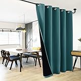 NICETOWN 100% Verdunkelungsvorhang für Terrassenschiebetüren, breit gefüttert, hält warm, Glasschiebetür-Panel für Nachtschicht (Sea Teal, 1 Panel, 177,8 cm breit x 241,3 cm lang)