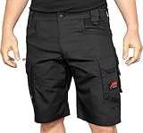 ACE Constructor Herren-Arbeitshose kurz - Männer-Arbeitshosen mit Cargo-Taschen & Stretch-Bund für den Sommer - Schwarz - 56