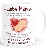 SpecialMe® Kaffee-Tasse Liebe Grüße aus dem Babybauch Spruch Schwanger Geschenk Schwangerschaft - für werdende Mama zum Muttertag weiß standard
