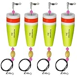 THKFISH Posen Angeln Schwimmer Angelposen Set Stahlvorfach Hecht Forelle Pose Gewichteter Knallender Schwimmer 4 Stück 28g-GELB-MIT DRAHT
