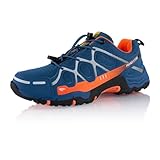 Fusskleidung® Damen Herren Wanderschuhe atmungsaktive Trekkingschuhe Dunkelblau Orange EU 42