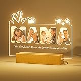 iDIY Personalisierte Geschenke Mama Lampe mit Foto - Muttertagsgeschenk, Geschenke für Mama Tochter Sohn, LED Nachtlicht mit Text, Acryl Fotorahmen, Geschenkideen zum Muttertag
