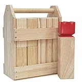 Kubb Spiel-Wurfspiel- Hartholz Wikinger Spiel-Premium Kautschukholz Hinterhof-Wurfspielzeug (Red King, Regulation Size)