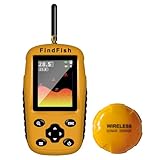 ESANHAO Fischfinder Wireless Fish Finder für Boote, Angeln im Kajak Echolot mit Tiefenmesser, Fischgröße, Wassertemperatur, Bodenkontur, LCD Bildschirm Schwarz/Weiß Modell