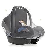 Zamboo Insektenschutz für Babyschale - Mückennetz für Baby Autositze (z.B. Maxi-Cosi, Cybex, Römer) - feinmaschiges Moskitonetz mit Gummizug und Trageöffnung - Grau