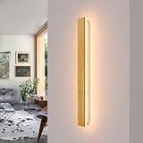 AOEH Holz Wandleuchte LED Wandlampe Lange Innen Wandbeleuchtung Moderne Dimmbare Wandleuchte Mit Fernbedienung 21W Holz Nachtlampe Wandlampen Für Schlafzimmer Wohnzimmer Flur Treppenhaus Lampen,60cm