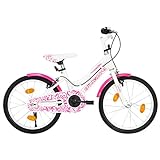 vidaXL Kinderfahrrad mit seitlichem Ständer Höhenverstellbarer Lenker Mädchenfahrrad Kinderrad Fahrrad für Kinder Mädchen 18 Zoll Rosa Weiß