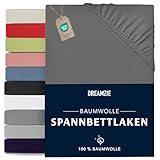 Dreamzie - Spannbettlaken 160x200cm - Baumwolle Oeko Tex Zertifiziert - Anthrazitgrau - 100% Jersey Spannbetttuch 160x200