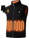 burngogo Beheizbare Weste Heizweste Herren Damen 6 Zonen Heizung 3 Temperaturregler Beheizte Weste (Ohne Powerbank) Beheizbare Jacke XL Schwarz