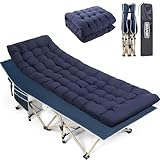 Overmont Klappbar Übergroß Feldbett mit Matratze - Campingbett für Erwachsene 190 x 71 x 36 cm - bis 250kg Belastbar - 2400D Oxfordgewebe mit Seitentasche Tragetasche für Camping Garten Büro Gästebett