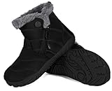 Gaatpot Barfußschuhe Winter Jungen Mädchen Schneestiefel Wasserdichte Winterschuhe Warm Gefütterte Stiefel,Dullschwarz,EU35