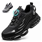 JAOOUU Arbeitsschuhe Herren Damen S3 Sicherheitsschuhe Industrie Schuhe Leicht Atmungsaktiv mit Schnellverschluss Drehverschluss Stahlkappenschuhe Unisex Explorer 3.0 Schwarz 39EU