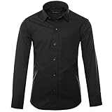 GILLSONZ A1New Kinder Party Freizeit Student Hemd Langarm (DE/NL/SE/PL, Numerisch, 164, 170, Regular, Schwarz)