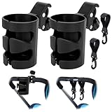 Spetsbst 2 Stück Getränkehalter Kinderwagen mit 2 Haken Universal Einstellbar 360-Grad-Drehung Becherhalter Kinderwagen Fahrrad Buggy Zubehör für Trolleys und Rollstuhl