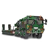 MBKE Militär Panzer Transporter Bausteine Modell, 1912pcs WW2 Tieflader Panzer Modell, Army Panzer Bausteine Spielzeugfür Kinder und Erwachsene, Kompatibel mit Lego