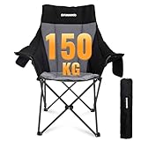 FUNDANGO Campingstuhl Faltbar 150 kg, Camping Stuhl Übergroßer campingstuhl hochlehner, Bequem Gepolster Campingstuhl für Garten Outdoor Angeln, Faltstuhl Camping Anglerstuhl Gartenstuhl