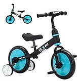UBRAVOO Fit 'n Joy Kinderfahrrad Fahrräder, 4-in-1 Laufrad für Kinder mit Pedalen und Stützrädern, Trike-to-Bike Kinderrad für Jungen und Mädchen von 2 bis 5 Jahren (Blau)