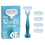 Gillette Venus Smooth Rasierklingen für Rasierer Damen, 5 Ersatzklingen für Damenrasierer + Handstück, Blau