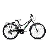 S’COOL troX Mountainbike 24 Zoll, 6-Gang Shimano Kettenschaltung, Alu-Hardtail, für Alltag & Gelände, Kinder 8–12 J., Farbe: Black/Neon Green