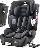 KIDIZ® Autokindersitz mit Isofix i-Size R129 100-150cm bis 12 Jahre, Kinderautositz Gruppe 1/2/3, mitwachsender Kindersitz, 5-Punkt-Gurt & höhenverstellbare Kopfstütze, Sitzerhöhung Auto, Anthrazit